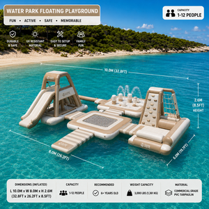 Parque Acuático Inflable Comercial, Parque Acuático Flotante con Tobogán y Circuito de Obstáculos para Resort en el Lago - Product Image 1