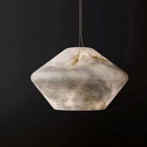 Lampe suspendue en marbre naturel, 300*H200mm, tête ronde simple, pour chambre à coucher, décoration de la maison - Product Image 3