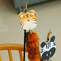 Tongkat Penggoda Kucing Motif Ekor Harimau Grosir Pabrik, Tongkat Penggoda Kucing Motif Zebra Solid, Perlengkapan Hewan Peliharaan, Mainan Kucing