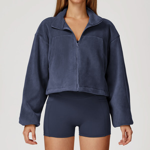 Vêtements d'hiver pour femmes col montant coupe-vent cordon veste vestes à glissière femmes Blouses à capuche sweat manteau de sport - Product Image 4