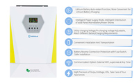 Onduleur hybride MPPT Hope 5kW-11kW à silicium monocristallin pour usage commercial, monophasé, onde sinusoïdale pure, batterie lithium-ion