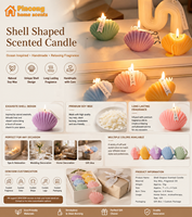 Bougie décorative en cire de soja en forme de coquillage, parfumée, pour cadeau et décoration intérieure
