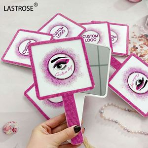 Wholesale Private logo <b>square</b> Rhinestone Handheld Small Metal Cosmetic <b>Mirror</b> Private Label Single Side Makeup Hand <b>Mirror</b> - Product Image 3