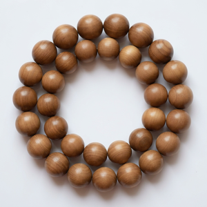 Riddhi Siddhi Wood Carving <b>Rosary</b> Beads-Natural Dark Golden Brown Loose Necklace Beads Round Shape Made in Rajasthan - Product Image 1