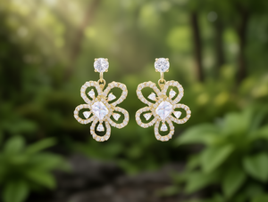 Orecchini con Cristalli a Forma di Fiore Placcati in Rodio Argento 925 Gioielli da Festa per Donne - Product Image 2