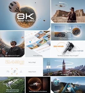 Antigravity A1 Infinity Bundle 8K Ultra-HD 360 °   Drone RC professionnel avec photographie aérienne panoramique de 39 minutes, 23 km de vol, 55 MP - Product Image 6