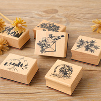 Timbro in Legno Autoinchiostrante Decorativo con Stampa Floreale Fai-da-Te per Uso Ufficio