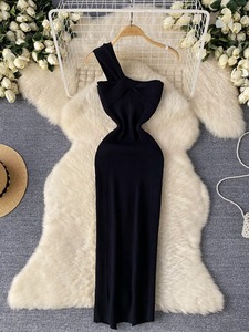 Produttore di Abiti Casual da <span class=keywords><strong>Donna</strong></span>, Vendita all'Ingrosso di Vestiti Estivi in Maglia Stile Francese, Abito <span class=keywords><strong>Elegante</strong></span> Asimmetrico, <span class=keywords><strong>Abbigliamento</strong></span> Femminile - Product Image 3