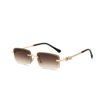 Lunettes de soleil Partagas Fashion Fancy Designer avec logo personnalisé, sans monture, rectangulaires, tête de léopard avec strass, UV400