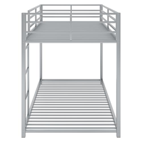Lit superposé en acier noir renforcé et stable avec échelle sécurisée et barrières de protection, design convertible et peu encombrant pour chambre d'enfants et d'adolescents