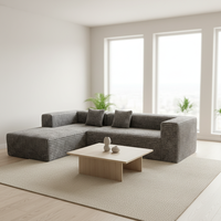 Canapé d'angle moderne en velours à trois places de style européen avec emballage sous vide pour hôtel et usage domestique, convertible en lit