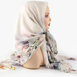 Voile Musulman Foulard Pour Femm Voile Khimar Kids Hijab Clothes Silk Scarf Custom Printing