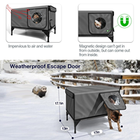 Verwarmde buitenkattenhuisje voor de winter, extreem geïsoleerd & weerbestendig, met dakrand & ontsnappingsdeur