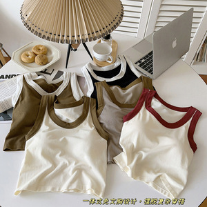 Sujetador personalizado 8105 #, Top corto de moda para mujer, ropa de calle con cuello redondo y bloqueo de Color, camiseta sin mangas de secado rápido, ropa interior sin costuras - Product Image 1