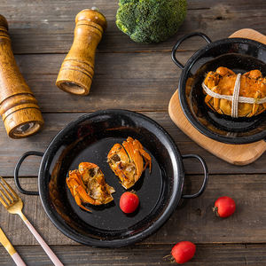 Poêle à paella géante en acier au carbone émaillé 20 cm, poêles à paella émaillées - Product Image 1