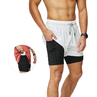 Shorts de basket-ball à séchage rapide pour hommes, respirants, shorts de fitness, shorts de course, entraînement, gym, sport élastique, shorts 2 en 1 pour hommes