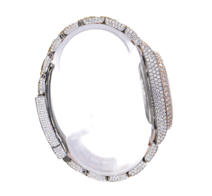 Montre pour homme <span class=keywords><strong>ROLX</strong></span> en or rose avec cadran romain, entièrement sertie de diamants en moissanite, mouvement automatique 22 carats - Product Image 5