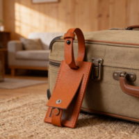Ensemble de porte-téléphone, porte-passeport et étiquette de bagage en cuir PU souple imperméable personnalisé avec blocage RFID pour les voyages d'affaires, homme et femme