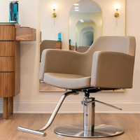 Equipo de Peluquería, Silla de Salón de Cuero Marrón para Barbería, Muebles de Estilismo, Sillas de Barbero para Estilistas de Belleza