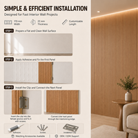 Panneau mural rainuré WPC MORLENX pour intérieur, 170 mm, quatre rainures, grain de bois, revêtement mural décoratif, 22 mm d'épaisseur, longueur personnalisée