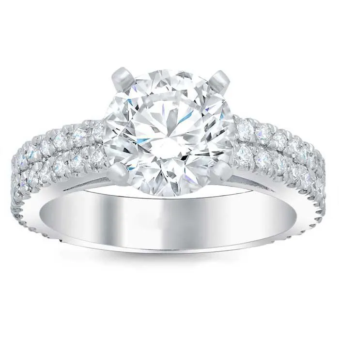 Anelli di fidanzamento da donna all'ingrosso della fabbrica 2ct VVS Moissanite doppia fila taglio grezzo diamante Starlight Queen anello prezzo offerta