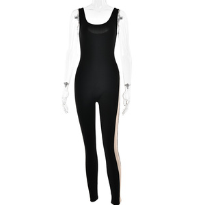 Mono de cintura alta sin espalda para mujer, ropa de club negra delgada y muy elástica FDC0368 - Product Image 5