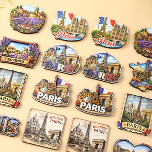 Aimant de réfrigérateur en bois 3D époxy personnalisé avec logo, en gros – Souvenir de voyage irrégulier de Paris, Provence et Bordeaux - Product Image 6