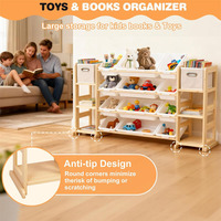 Organisateur de rangement pour jouets extra large, bibliothèque en bois avec 6 étagères, 12 bacs de rangement, anti-bascule pour salle de jeux, chambre d'enfant