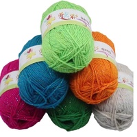 Fil teint mélangé 100 % acrylique, fil de soie coloré, filé à anneaux tricolore brillant, pour travaux manuels DIY, vente en gros