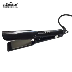 HW-9921-plancha de pelo de titanio con doble voltaje, rizador con pantalla LCD