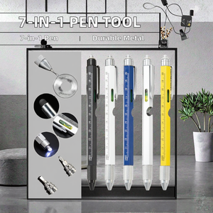 ปากกาโลหะอเนกประสงค์ 9 in 1 สำหรับปากกาสไตลัส หัวบอลขนาด 1.0 มม. ปากกาสำหรับหน้าจอสัมผัส พร้อมไฟฉาย ระดับน้ำ ไขควง สำหรับใช้ในชีวิตประจำวัน - Product Image 4