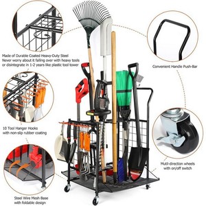 Movable <b>Garden</b> <b>Tool</b> Storage Cart Agricultural <b>Tool</b> Organizer <b>Rack</b> for Horticultural Equipment - Product Image 3