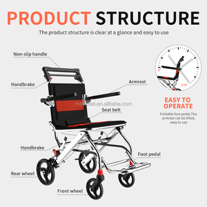 Fauteuil roulant de transport aérien MZU, léger, pliable, petit, uniquement pour personnes âgées, chariot portable pour les voyages, véhicule de transport - Product Image 4