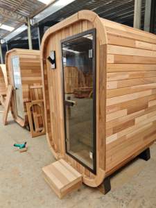 Sauna extérieur moderne en bois de cèdre massif, sauna traditionnel humide et sec avec chauffage - Product Image 3