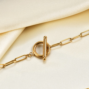 Collar de cadena geométrica de aleación de zinc chapado en oro estilo europeo americano con cierre OT para mujer, uso diario, regalo, 45cm 50cm - Product Image 3