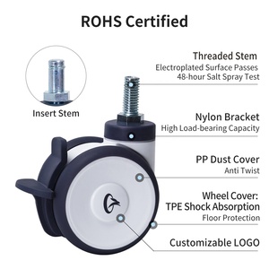 Roda Stem 50mm 65mm 75mm M8 M10 M12, Dukungan Kustom untuk Perangkat Medis, Roda Caster Troli ECG untuk Troli Monitor Pasien - Product Image 4
