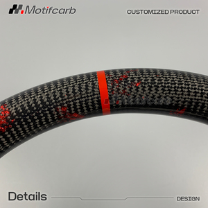 Volante Personalizado de Fibra de Carbono Roja con Empuñaduras de Cuero Rojo para Ford Mustang GT GT500 Coupe Shelby Boss 302 S197 2005-2014 - Product Image 3