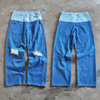 Jeans streetwear pour hommes YSJY, pantalons en denim personnalisés, surdimensionnés, déchirés, style baggy, fabricant