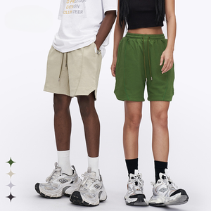 <span class=keywords><strong>Short</strong></span> d'été taille moyenne basique pour homme, coupe ample, pantalon à cordon, tricot épais, teint uni, 100% coton - Product Image 6