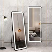 Grand miroir LED pleine longueur avec éclairage, miroir mural rectangulaire à intensité variable, miroir sur pied pour chambre à coucher, hôtel, dressing
