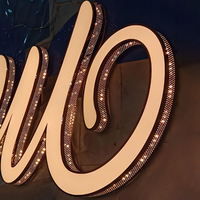 Enseigne lumineuse LED personnalisée avec garniture en acier inoxydable, trous perforés, lettres en relief, enseigne LED perforée pour la publicité commerciale, boutique