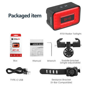 Feu arrière intelligent personnalisé à LED rechargeable par USB, détection <span class=keywords><strong>radar</strong></span> IPX6, distance de surveillance de 500 m, avertissement de freinage visuel pour vélo - Product Image 6