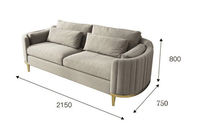 Vente chaude nordique lumière luxe salon meubles velours gris canapé combinaison ensemble