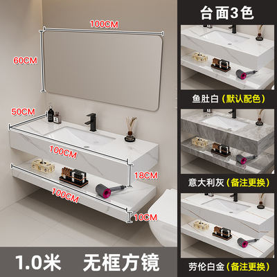 Miroir carré edgeless de dalle de roche de double couche de 1m