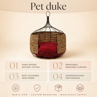 Nid suspendu pour chat en herbe de la mer tressée naturelle, panier-lit avec coussin lavable, vente en gros OEM, style bohème haut de gamme
