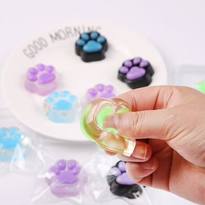 Taba <b>Squishy</b> Jelly <b>Cat</b> Paw Squeeze Toy Translucent Soft TPR Maltose Feeling Washable Assorted Color Fidget for Boutique Gift - Product Image 1