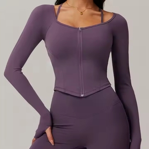 Women Activewear Yoga Sport Long Sleeve Gym Top Quick Dry Good Quality Fitness Active <b>Jackets</b> With Zipper Running <b>Workout</b> - Product Image 5