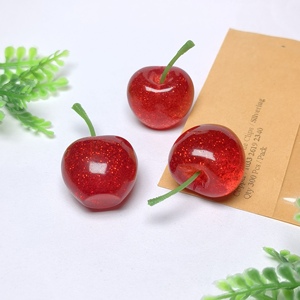 100 Pezzi di Ciliegie Artificiali Ornamentali Rosse Glitterate, Modello Realistico di Frutta per Decorazioni Domestiche, Feste e Festività - Product Image 5