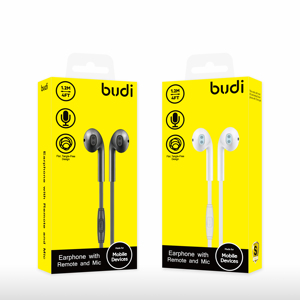 หูฟังสเตอริโอแบบใส่ในหู Budi 3.5 มม. พร้อมไมโครโฟน ควบคุมระดับเสียง สำหรับ S4 S9 <span class=keywords><strong>S8</strong></span> <span class=keywords><strong>Plus</strong></span> Note 8 5 หูฟัง 3.5 มม. - Product Image 4