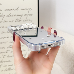 Elettroplaccatura specchio trucco Blingbling cristallo diamante copertura d'angolo antiurto per iPhone 16E per <span class=keywords><strong>Samsung</strong></span> S25EDGE telefono cellulare - Product Image 5